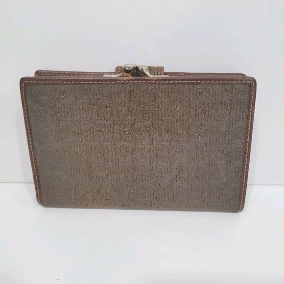 GUCCI Vintage GG Wallet Medium Bifold Brown Coin Bill Purse Kisslock Leather - Picture 2 of 15